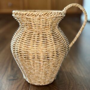 Woven Rattan Pitcher Vase